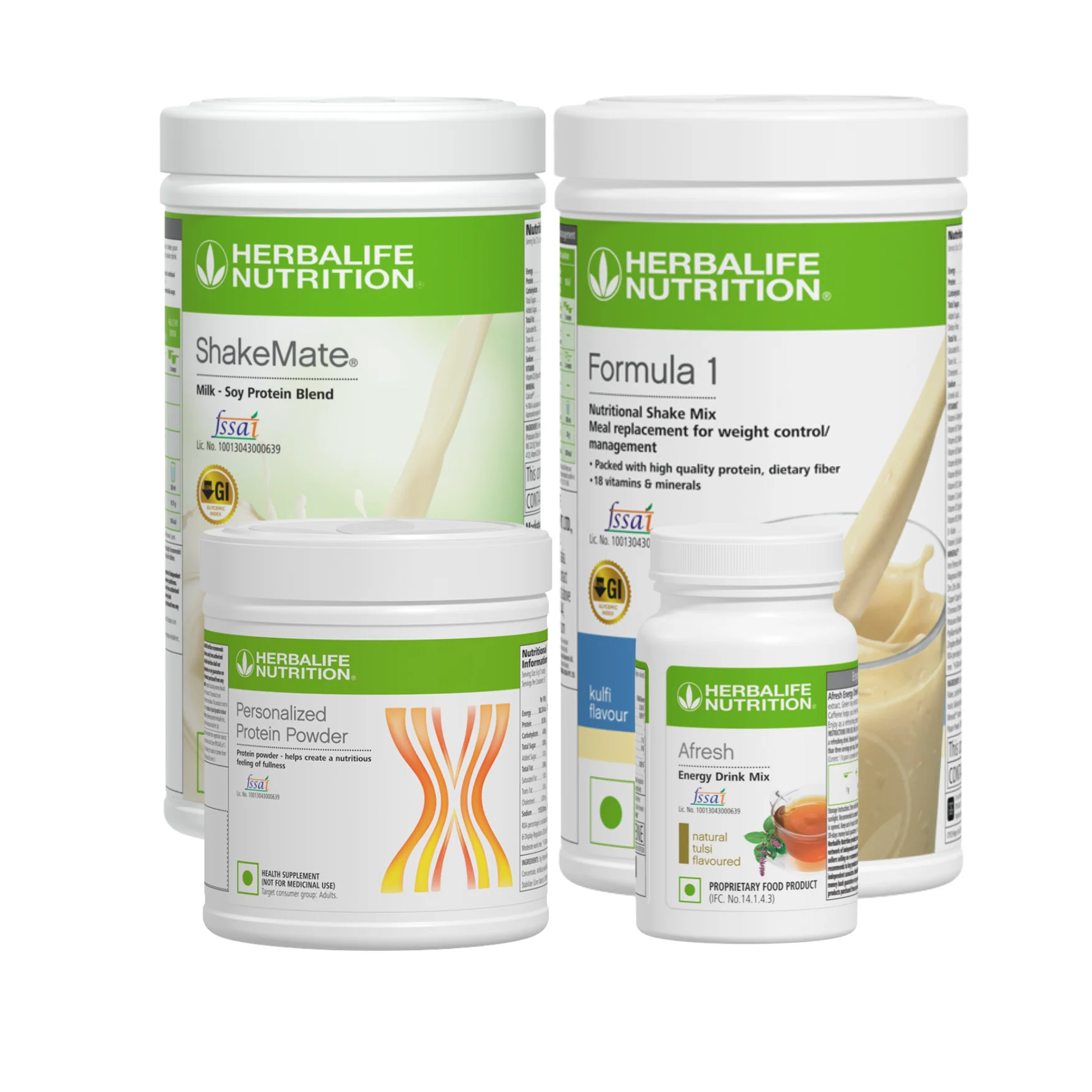 Herbalife Formula 1 Kulfi Nutritional Shake, Shakemate, 200g Protein Powder, and Afresh Tusli