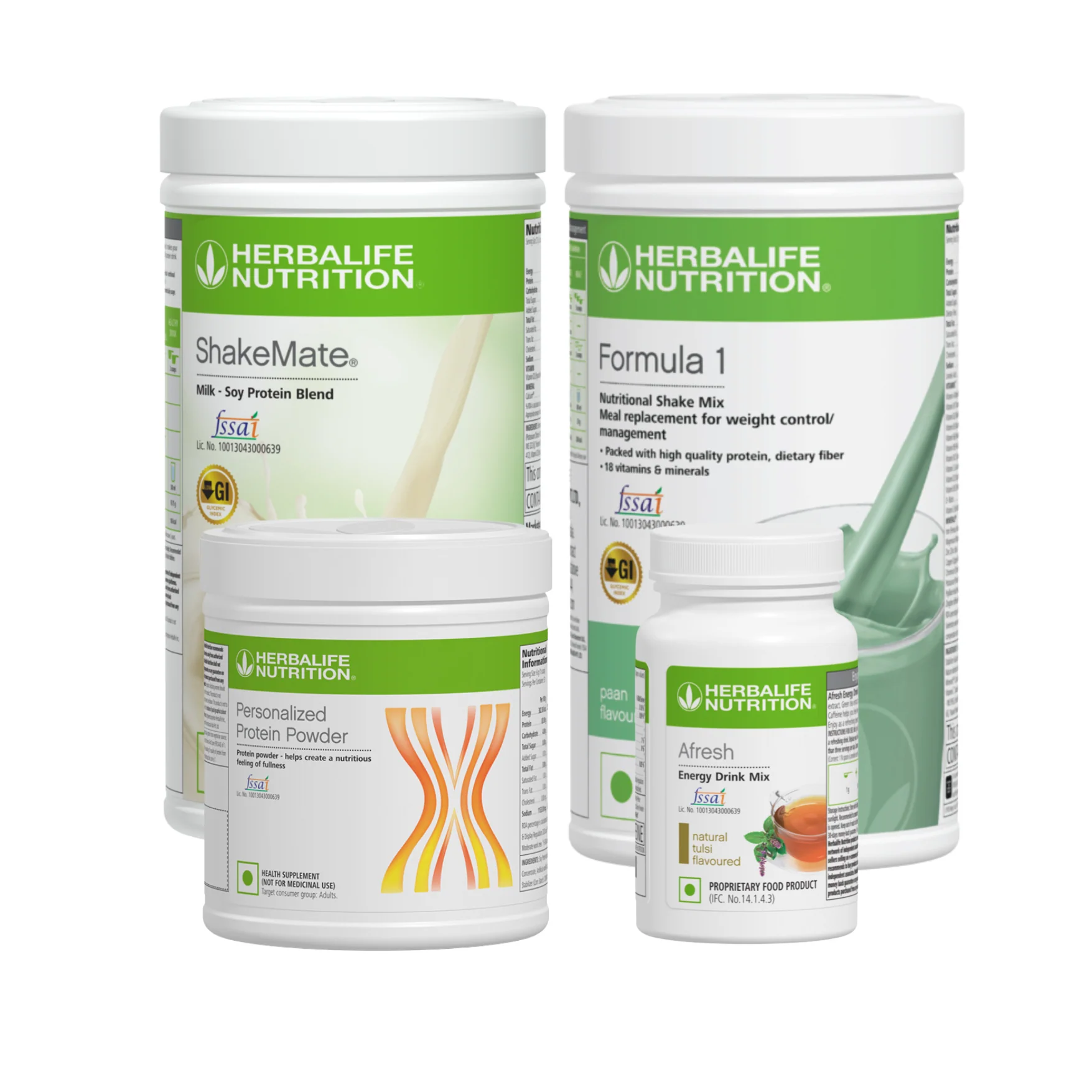 Herbalife Formula 1 Paan Nutritional Shake, Shakemate, 200g Protein Powder, and Afresh
